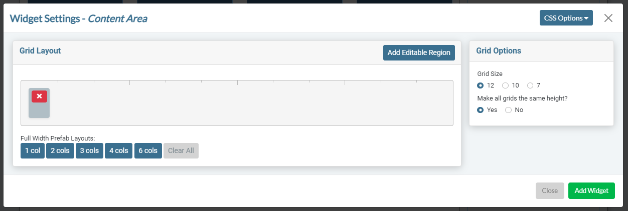 Add Content Area Widget